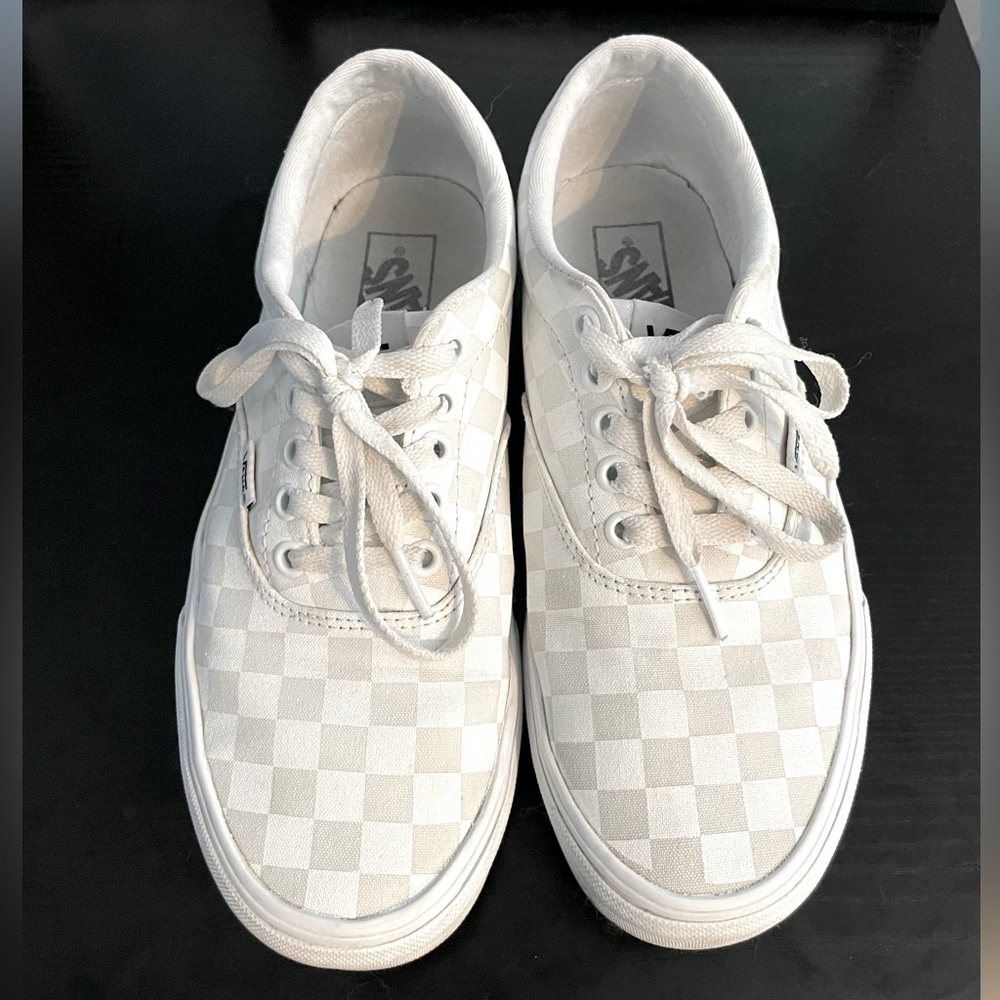 White Checkered Vans